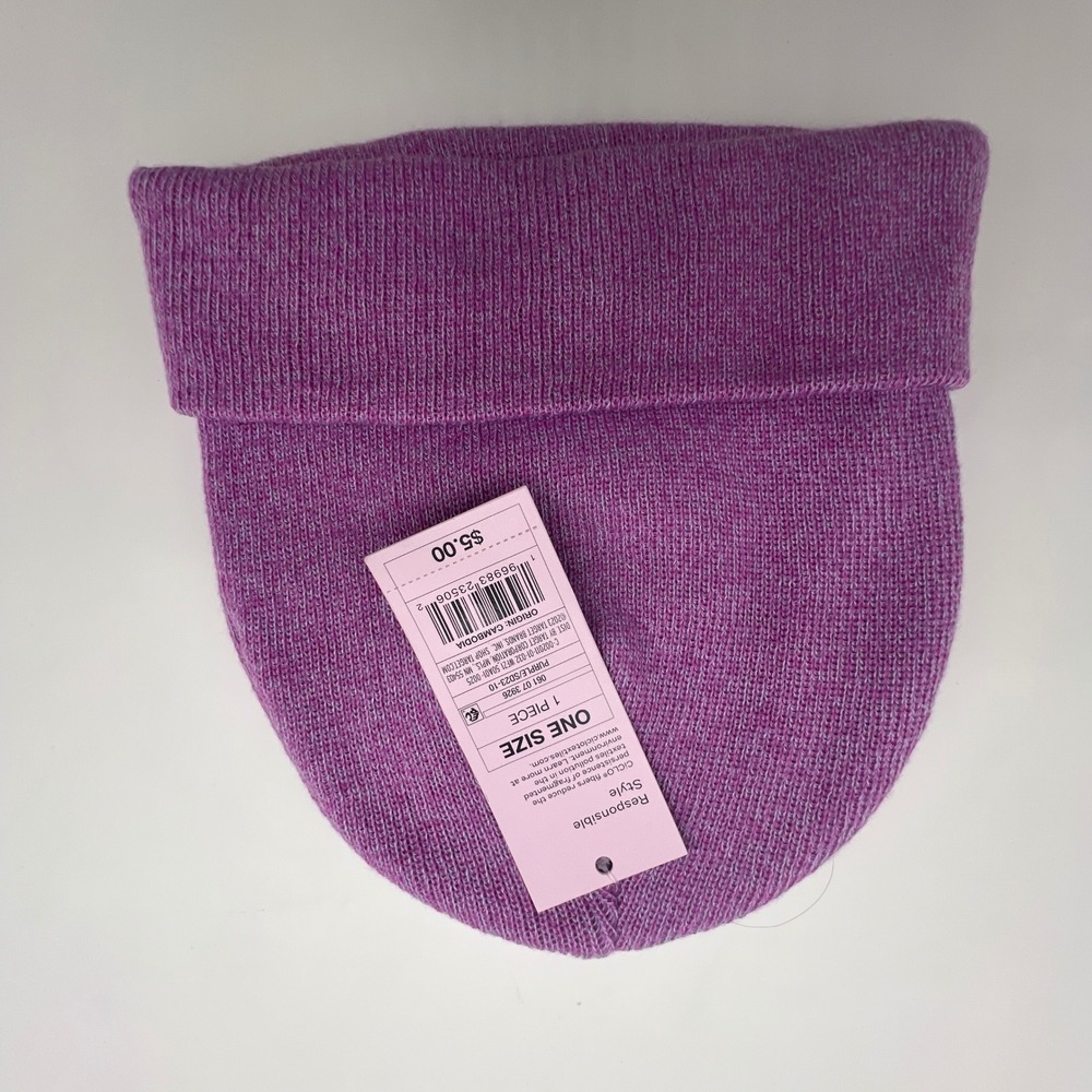 Wild Fable Purple Marl Knit Cuffed Beanie Hat One Size New With Tags 061 07 3926